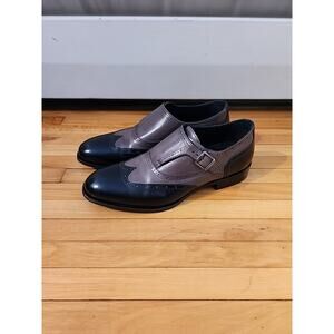 Men's Dress Shoes Monk Strap Two Tone Business Loafers Oxford Geox Italy Leather